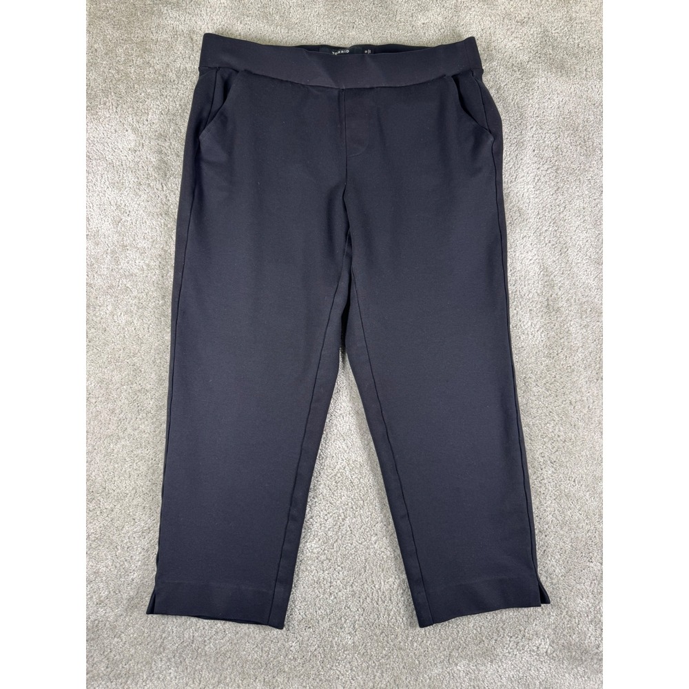 Torrid Black Ponte Knit Cropped Pull On Dress Pants Plus Size 1R RN148862